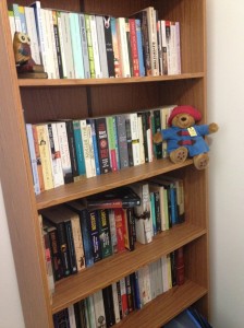 One of three bookcases in our study 